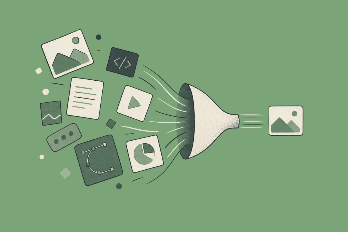 Website assets flowing through a conceptual bottleneck, highlighting improved speed.